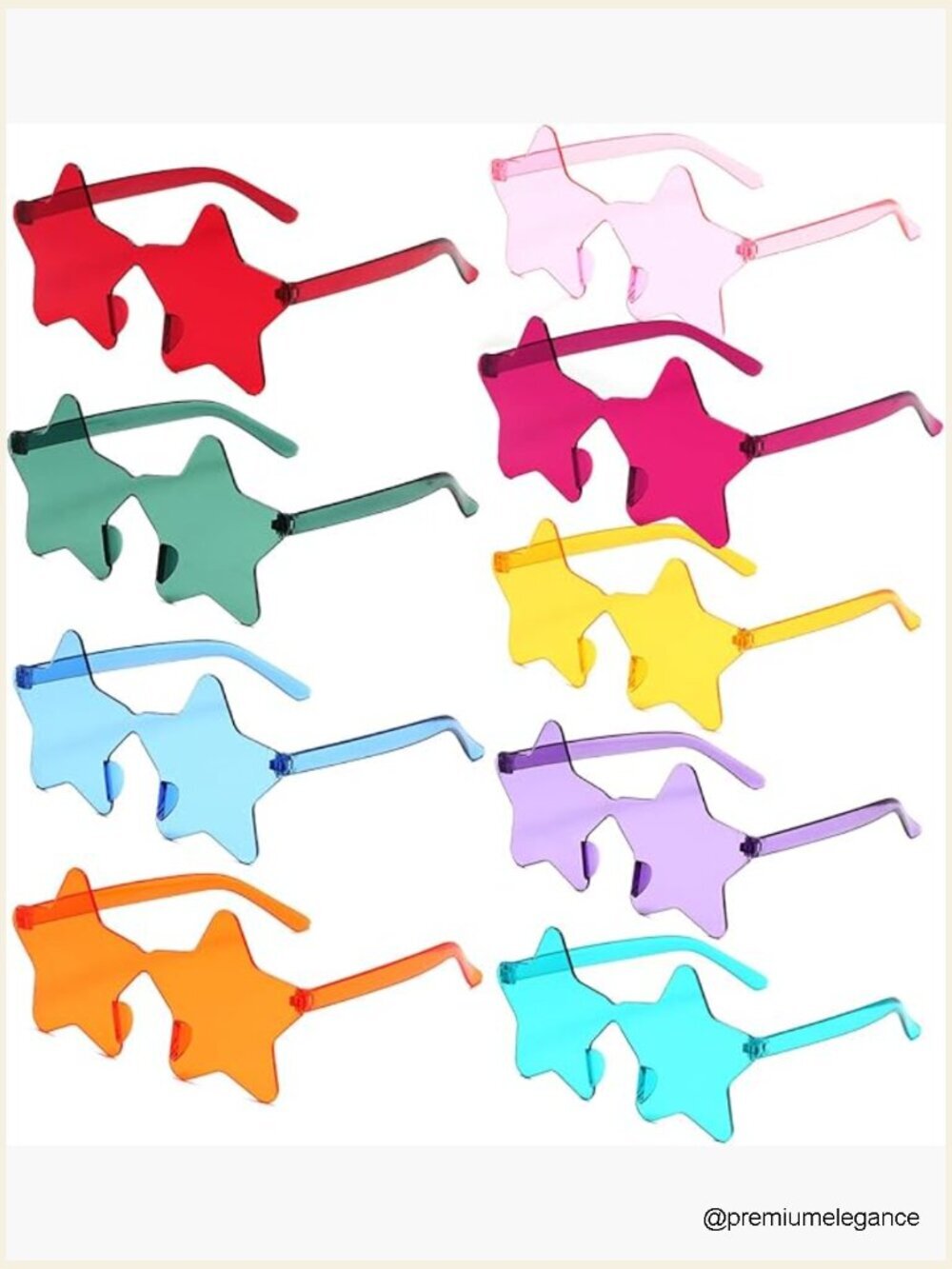 9 Pack Star Sunglasses Colorful Rimless Party Favors Unisex